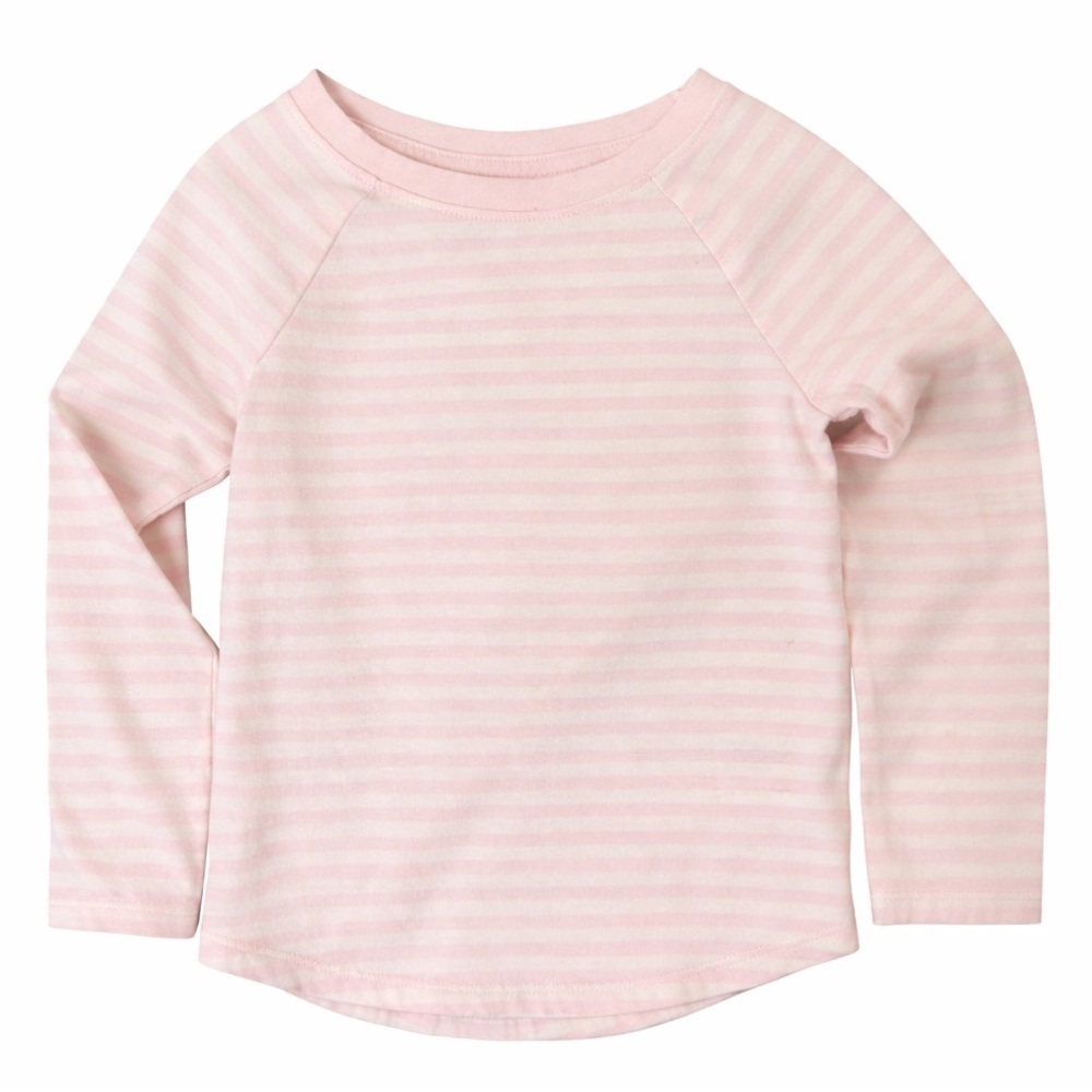 Light Pink and White Striped Long Sleeve Top